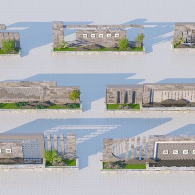 中式景墙围墙 禅意青砖墙3D模型