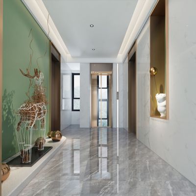 现代别墅走廊过道电梯间