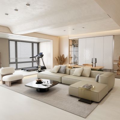 现代侘寂奶油风客厅