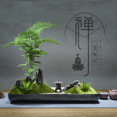日式禅意枯山水盆景3D模型