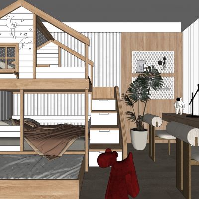 侘寂，现代，卧室，床品组合，台灯，装饰画，盆栽，背景墙