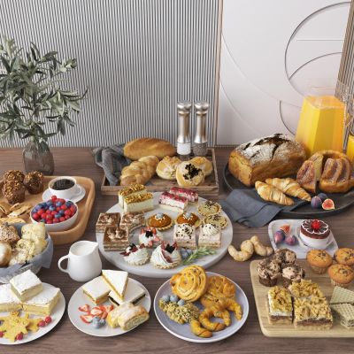 现代面包西点组合