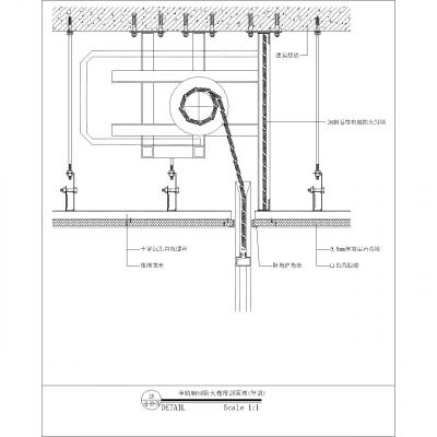 单轨钢制防火卷帘剖面图