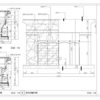 美式别墅壁炉详图
