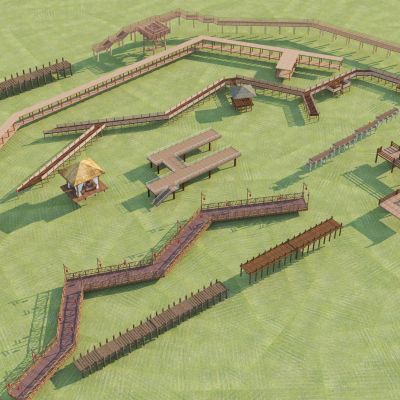 现代木栈道 稻田栈道 木栈桥 乡村水稻栈道