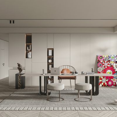 现代奶油风书房