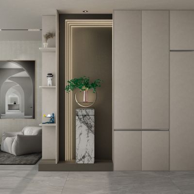 意式简约奶油风斯卡帕叠级玄关