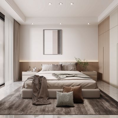 现代卧室，卧室，衣柜