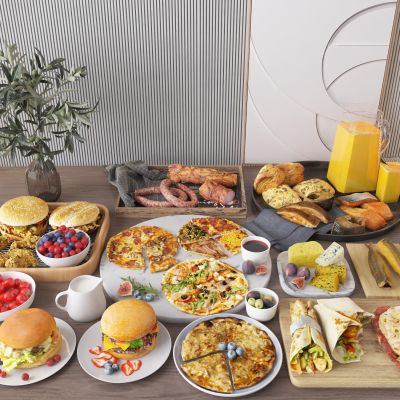 现代汉堡披萨组合