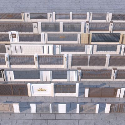 现代小区围墙 围栏 栅栏 护栏3D模型