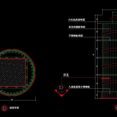 各种材质柱子CAD立面剖面图