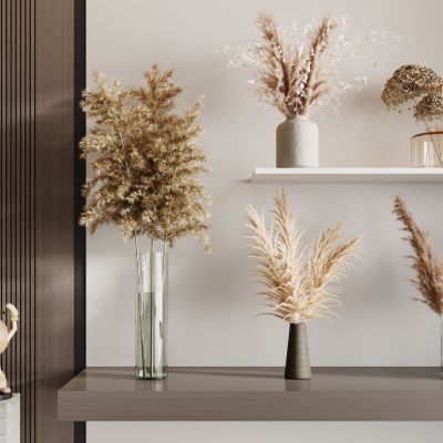 现代侘寂花瓶花艺组合 花瓶植物 花瓶花卉 侘寂花瓶
