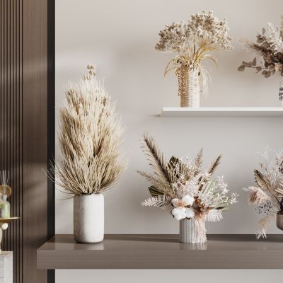 现代侘寂花瓶花艺组合 花瓶植物 花瓶花卉 侘寂花瓶