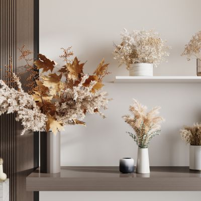 现代侘寂花瓶花艺组合 花瓶植物 花瓶花卉 侘寂花瓶