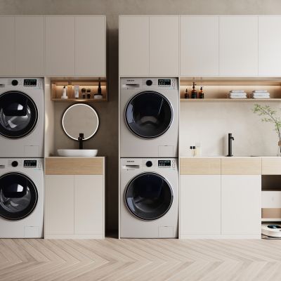 现代洗衣机柜