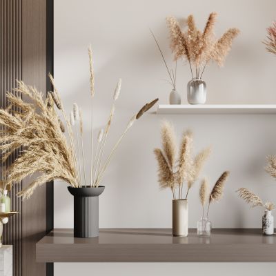 现代侘寂花瓶花艺组合 花瓶植物 花瓶花卉 侘寂花瓶