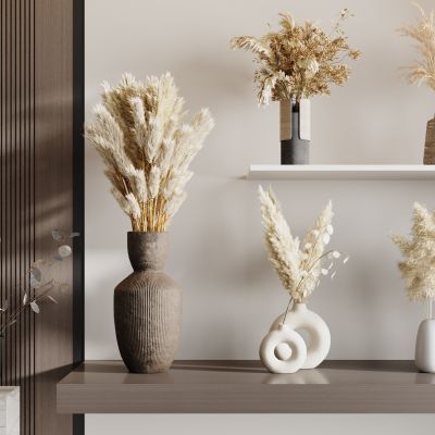 现代侘寂花瓶花艺组合 花瓶植物 花瓶花卉 侘寂花瓶