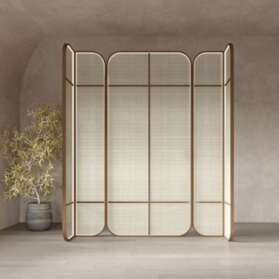 现代夹丝玻璃屏风