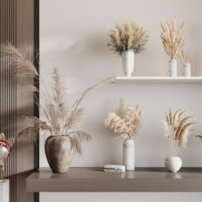 现代侘寂花瓶花艺组合 花瓶植物 花瓶花卉 侘寂花瓶