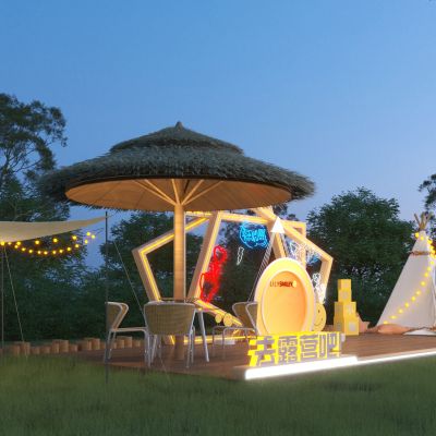 现代户外美陈_露营小品3D模型