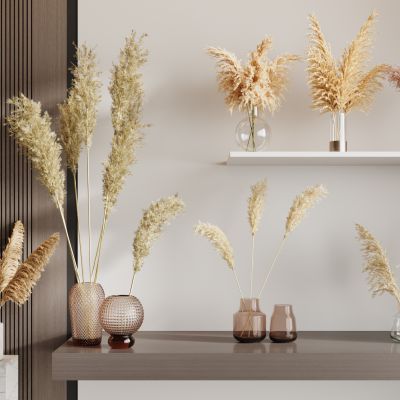 现代侘寂花瓶花艺组合 花瓶植物 花瓶花卉 侘寂花瓶