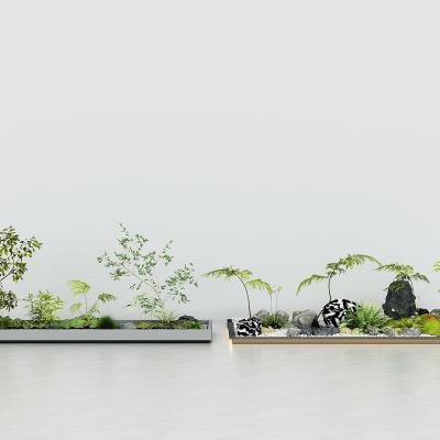 室内外造景池，园艺景观小品，绿植景观石头，山石草坪，植物堆，树木，景观池