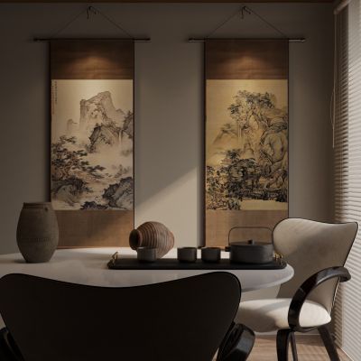 中国古典水墨装饰画，摆件