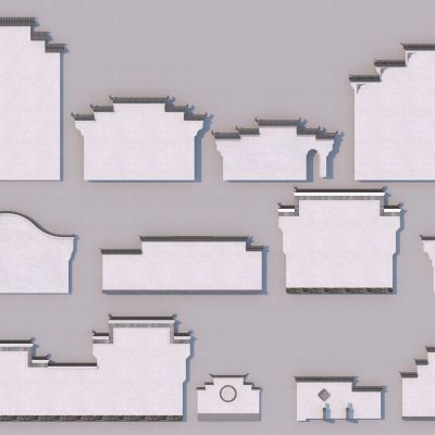 中式马头墙组合3D模型