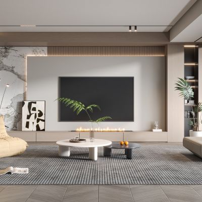 现代客厅奶油风客厅北欧客厅三人沙发茶几单人沙发摆件酒柜画