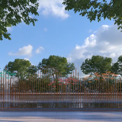 现代雕塑小品_格栅雕塑3D模型