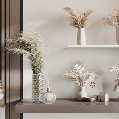 现代侘寂花瓶花艺组合 花瓶植物 花瓶花卉 侘寂花瓶