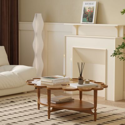 法式中古风实木茶几   樱桃木 花漾茶几   