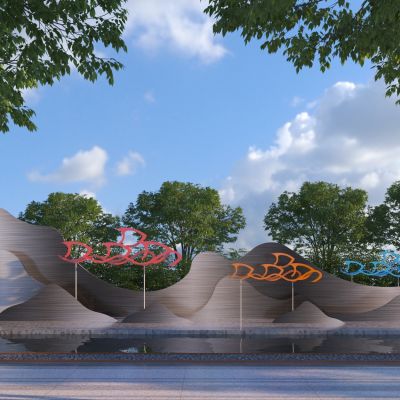 现代雕塑小品_水纹水波雕塑3D模型