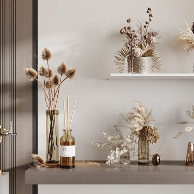 现代侘寂花瓶花艺组合 花瓶植物 花瓶花卉 侘寂花瓶