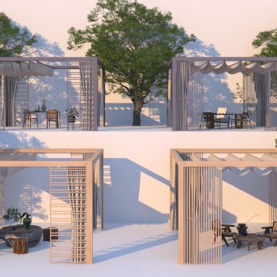 现代户外廊架3D模型