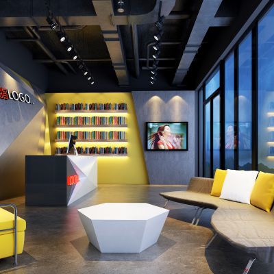 工业风健身房前台大厅