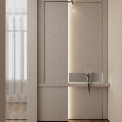 奶油诧寂风长虹玻璃简约玄关