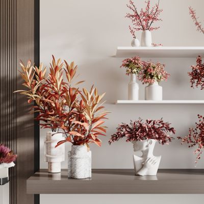 现代侘寂花瓶花艺组合 花瓶植物 花瓶花卉 侘寂花瓶
