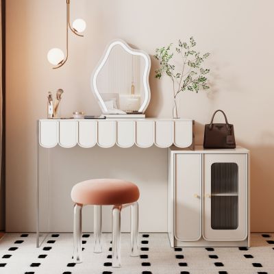 现代奶油风梳妆台组合