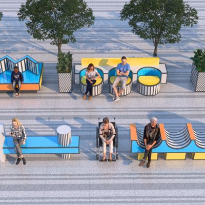 现代户外创意彩色座椅3D模型