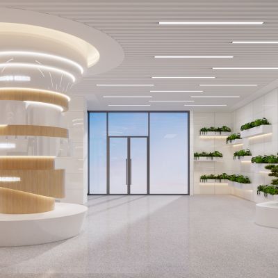 医院 大厅前台 现代医院大厅 药架