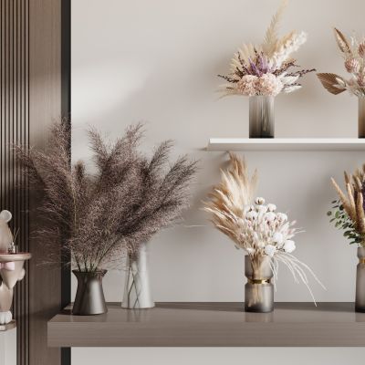 现代侘寂花瓶花艺组合 花瓶植物 花瓶花卉 侘寂花瓶