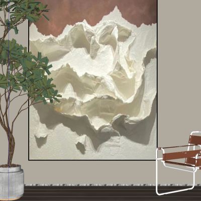 现代装饰画 绿植 单人座椅