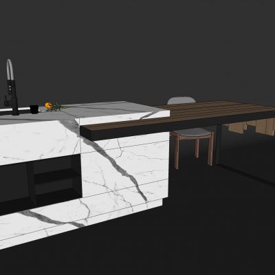 现代，水吧，餐桌椅，岛台