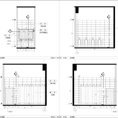 公工装餐饮餐厅立面施工图，CAD施工图