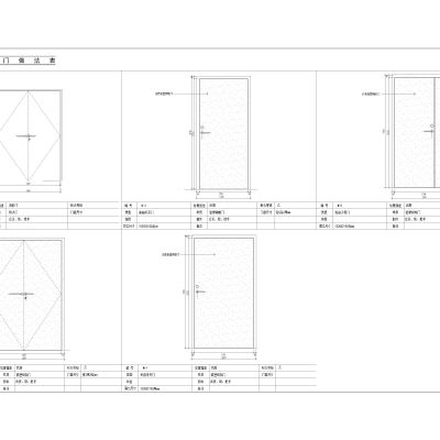 公工装餐饮餐厅门表，门详图，CAD施工图