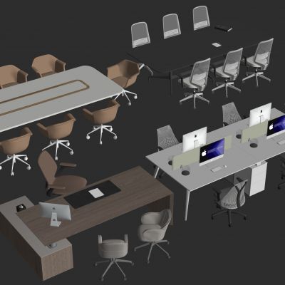 办公桌椅办公家具会议桌椅SU模型