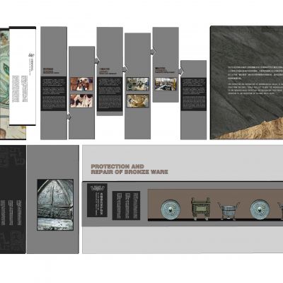 展厅展板展览墙博物馆展墙博物馆展板文化墙SU模型