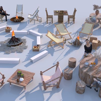 现代户外椅3D模型