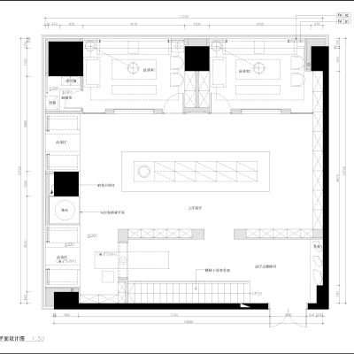 公工装店铺商铺展厅平面图施工图，CAD施工图